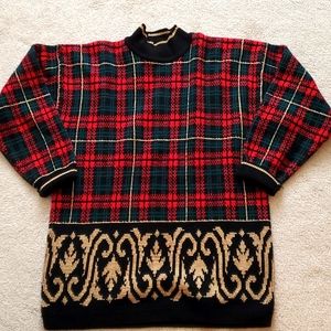 Robert Scott red, green and gold knit sweater